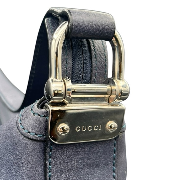 GUC Gucci Bamboo Navy Blue Shoulder Bag w/ COA - Picture 8 of 16